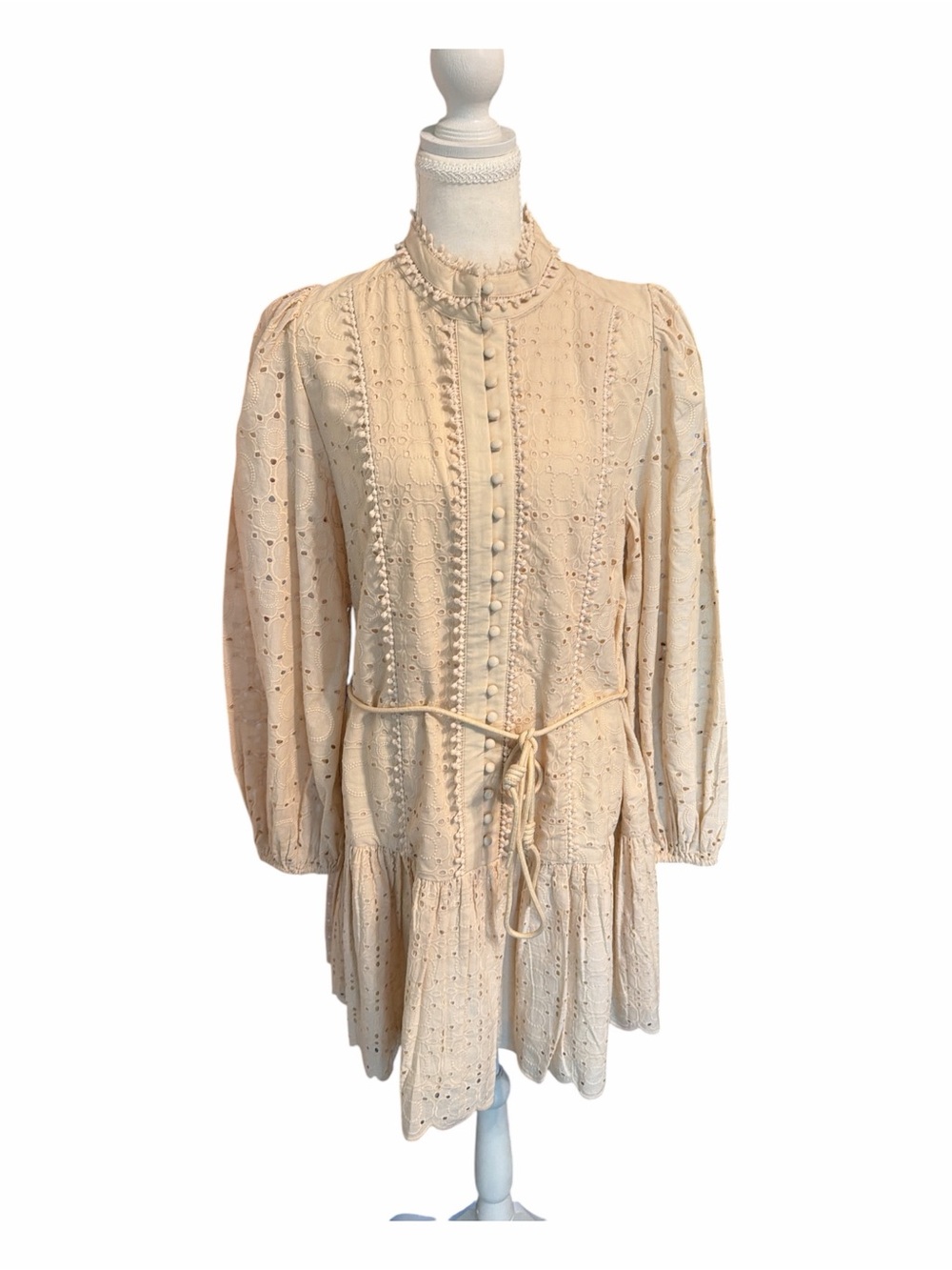 Antonio Melani Brynn Eyelet Dress NWT 10 Natural Cottagecore Prairie